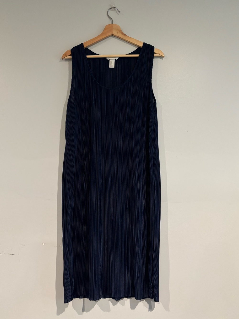 H&M Navy Pleated Midi Shift Dress